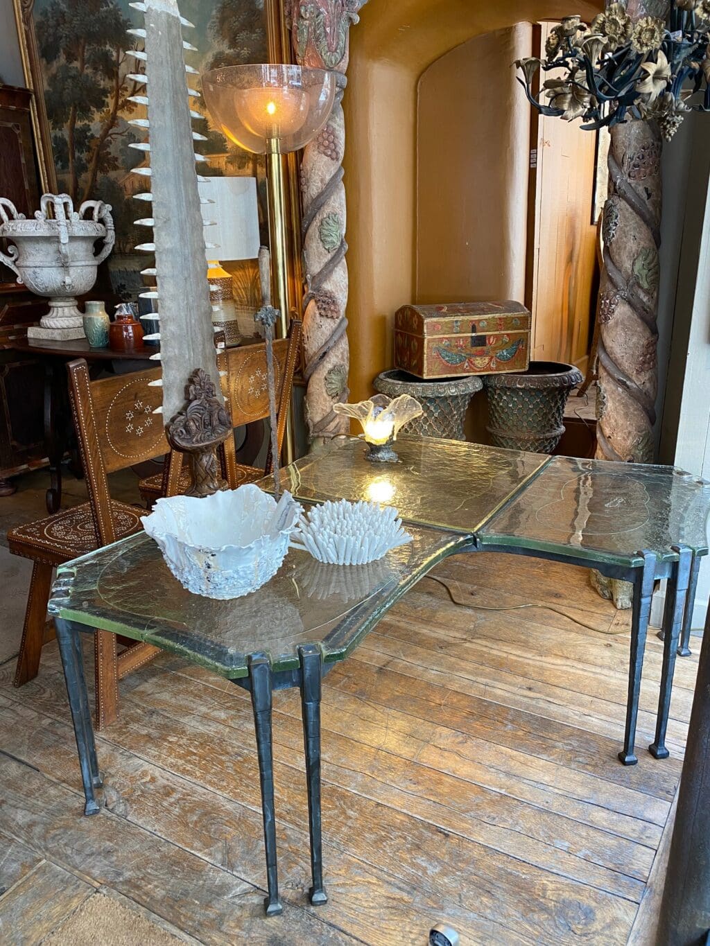 Table basse sculpture en bronze &amp; cristal moulé ca.1960 – Image 2