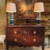 Commode à deux tiroirs en bois sculpté motif coeur fin XIX