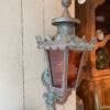 Lanterne suédoise d'extérieur en cuivre & verre coloré ca.1900