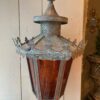 Lanterne suédoise d'extérieur en cuivre & verre coloré ca.1900 – Image 4
