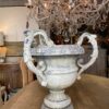 Paire de grands vases à 3 anses en fonte d'aluminium patin blanche ca.1880 – Image 8