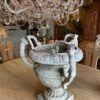 Paire de grands vases à 3 anses en fonte d'aluminium patin blanche ca.1880 – Image 6
