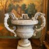 Paire de grands vases à 3 anses en fonte d'aluminium patin blanche ca.1880 – Image 5