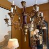 Lustre baroque italien à 12 bras en bois doré et laque bordeaux ca.1900 – Image 3