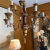 Lustre baroque italien à 12 bras en bois doré et laque bordeaux ca.1900