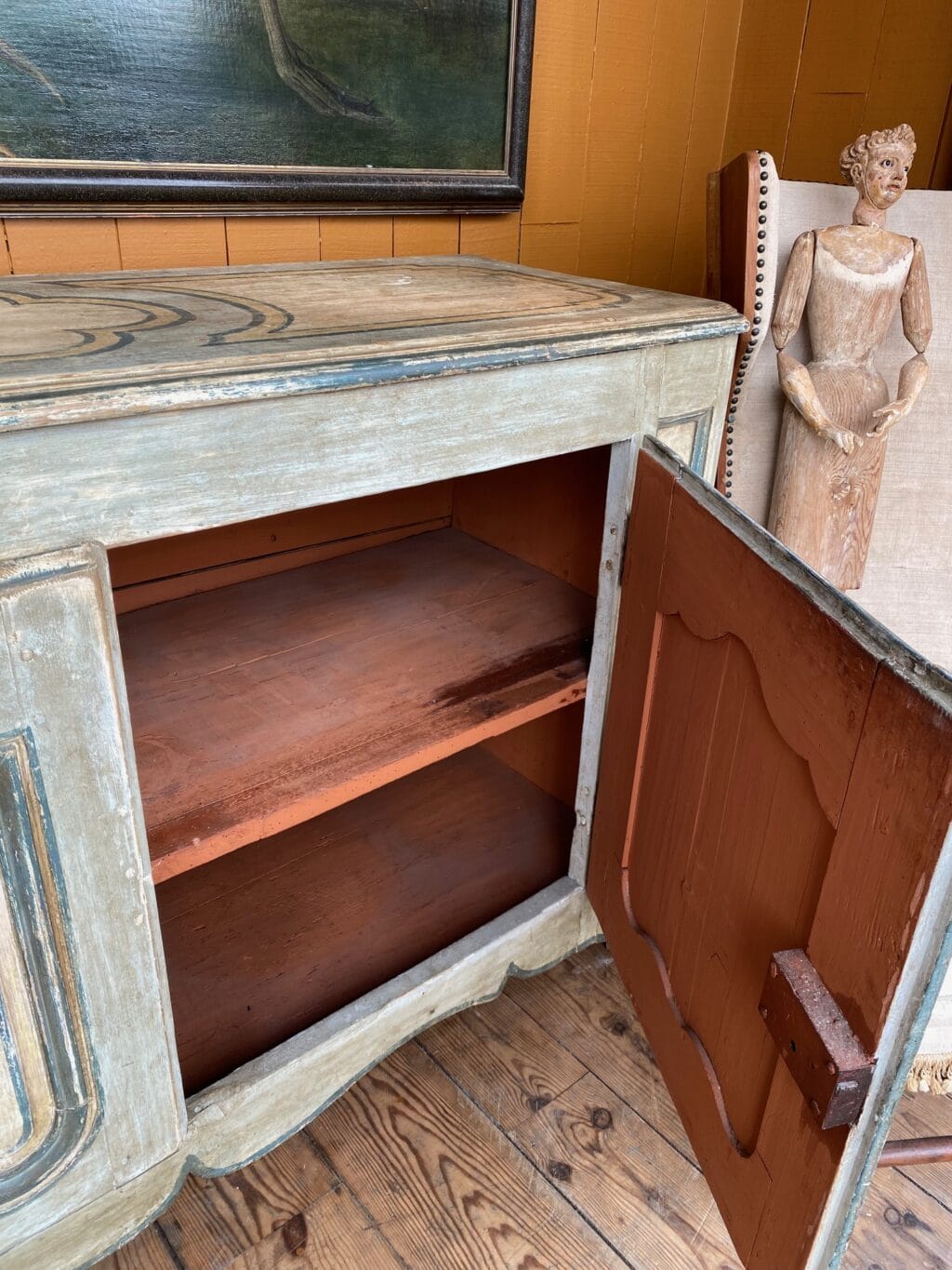 Buffet Louis XV en bois peint gris-bleu - France fin XVIIIe – Image 6
