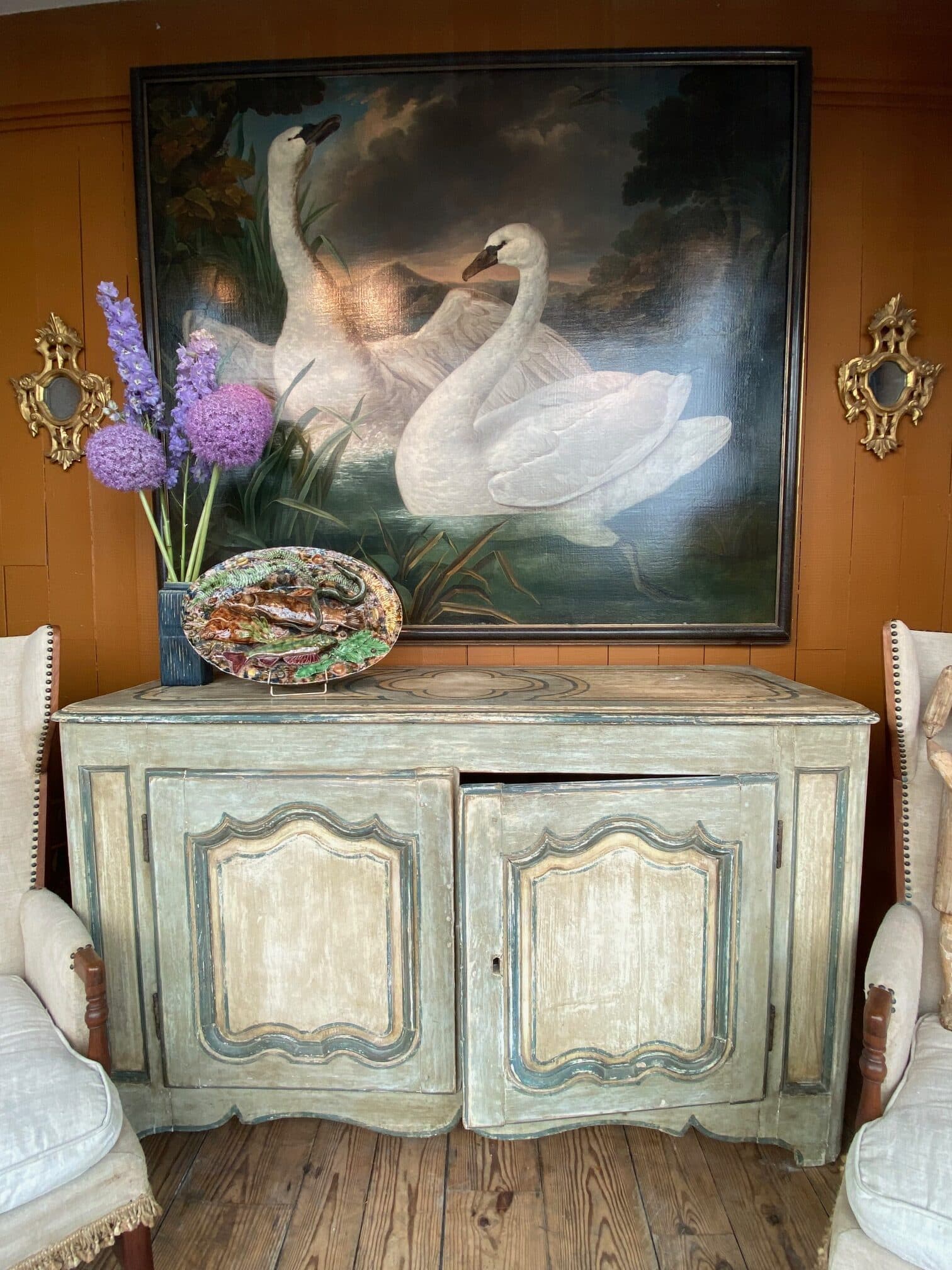 Buffet Louis XV en bois peint gris-bleu – France fin XVIIIe