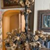 Lustre en métal noir & fleurs de lys bronze fin XIXe – Image 2