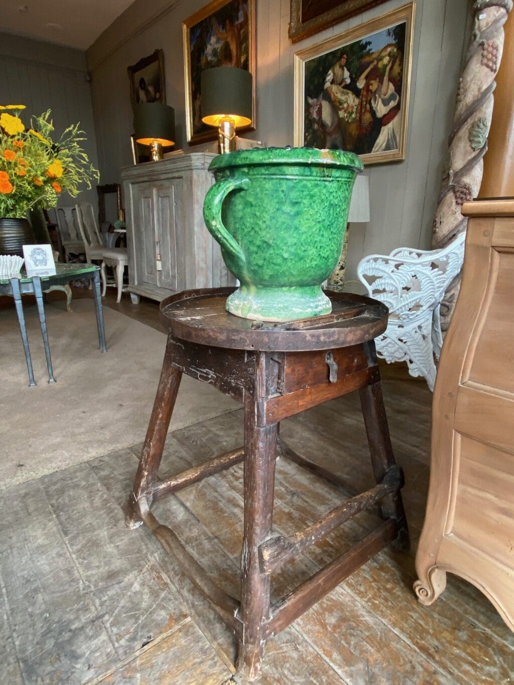 Vase glacure verte de Castelnaudary fin XIXe – Image 2