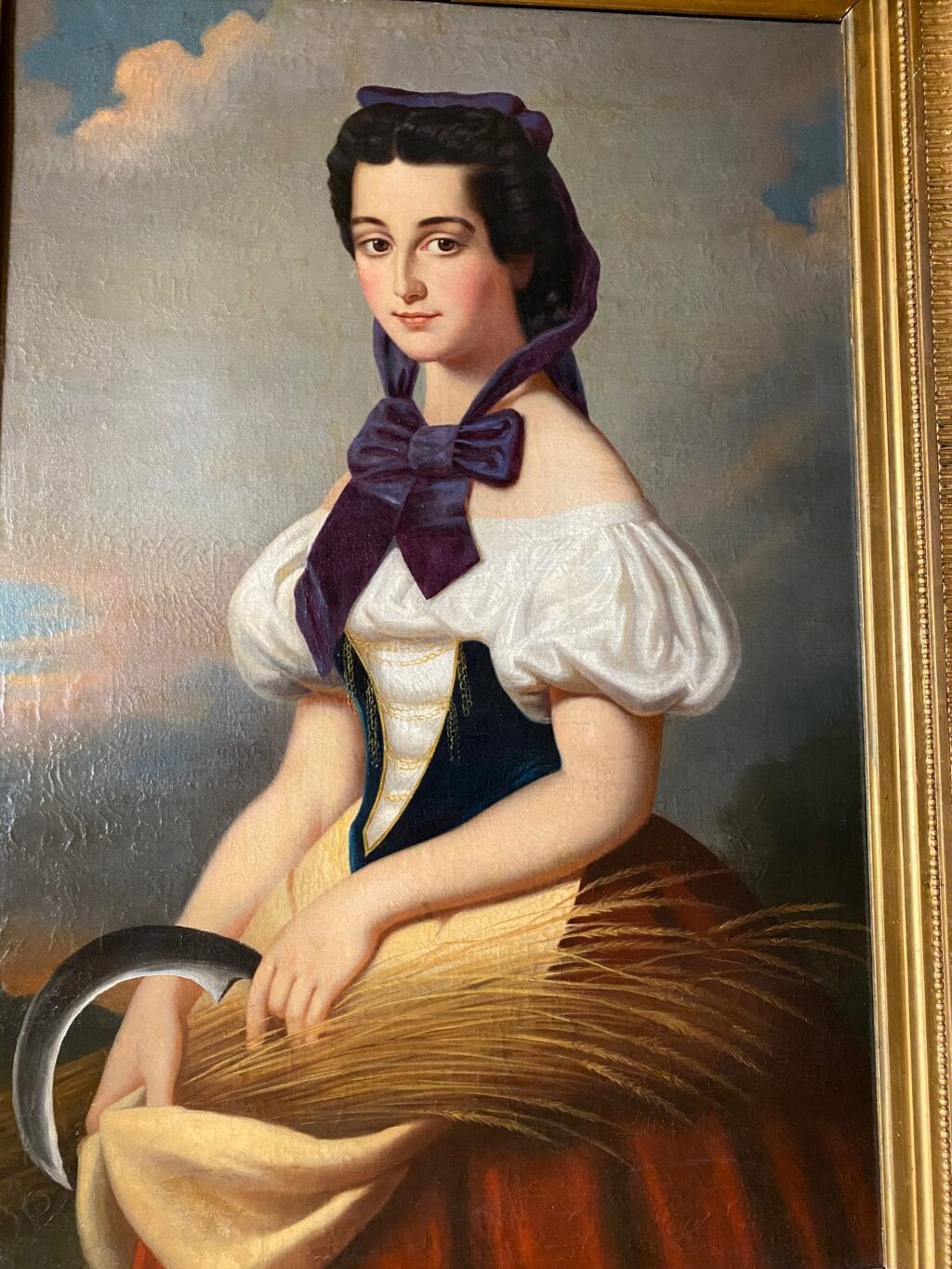 Huile sur toile &quot;portait de l&#039;allégorie de l&#039;été&quot; XIXe – Image 3