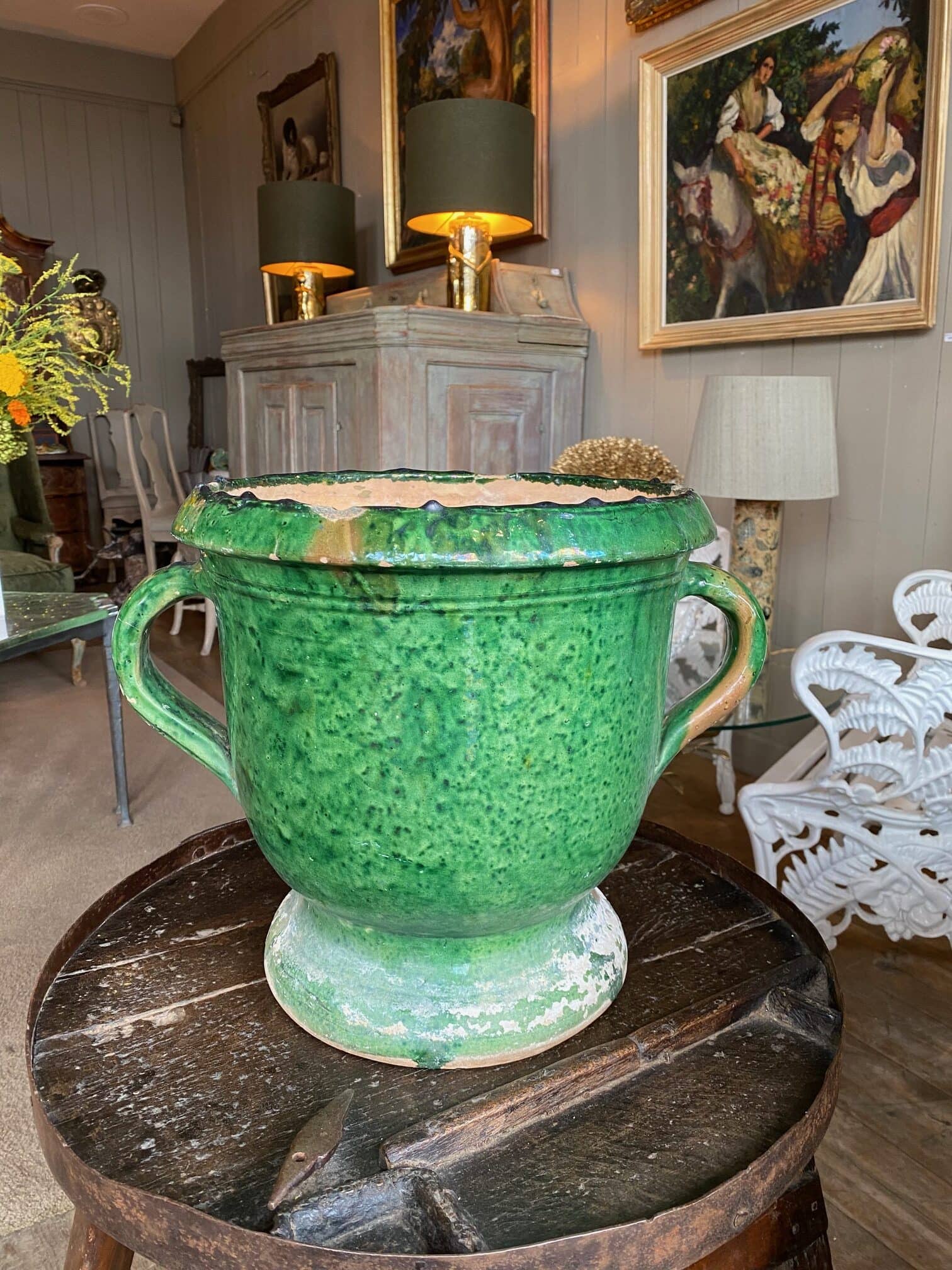 Vase glacure verte de Castelnaudary fin XIXe