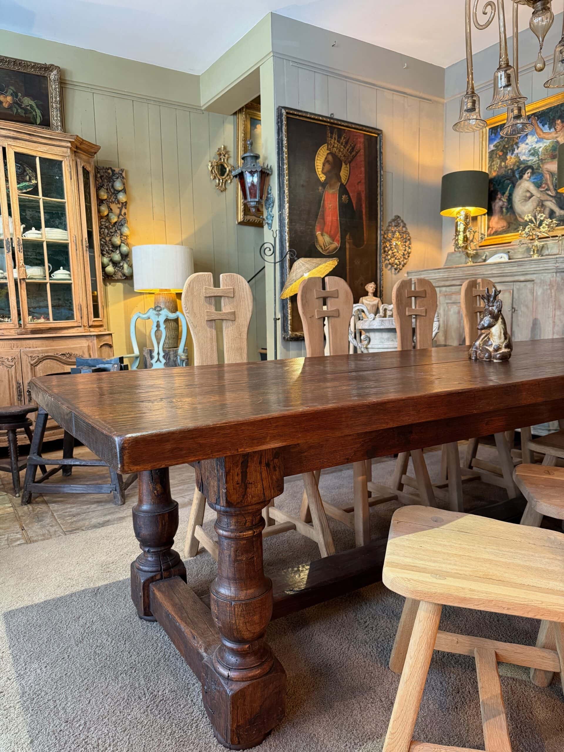 Grande table de communauté en chêne ciré - XIXe – Image 7