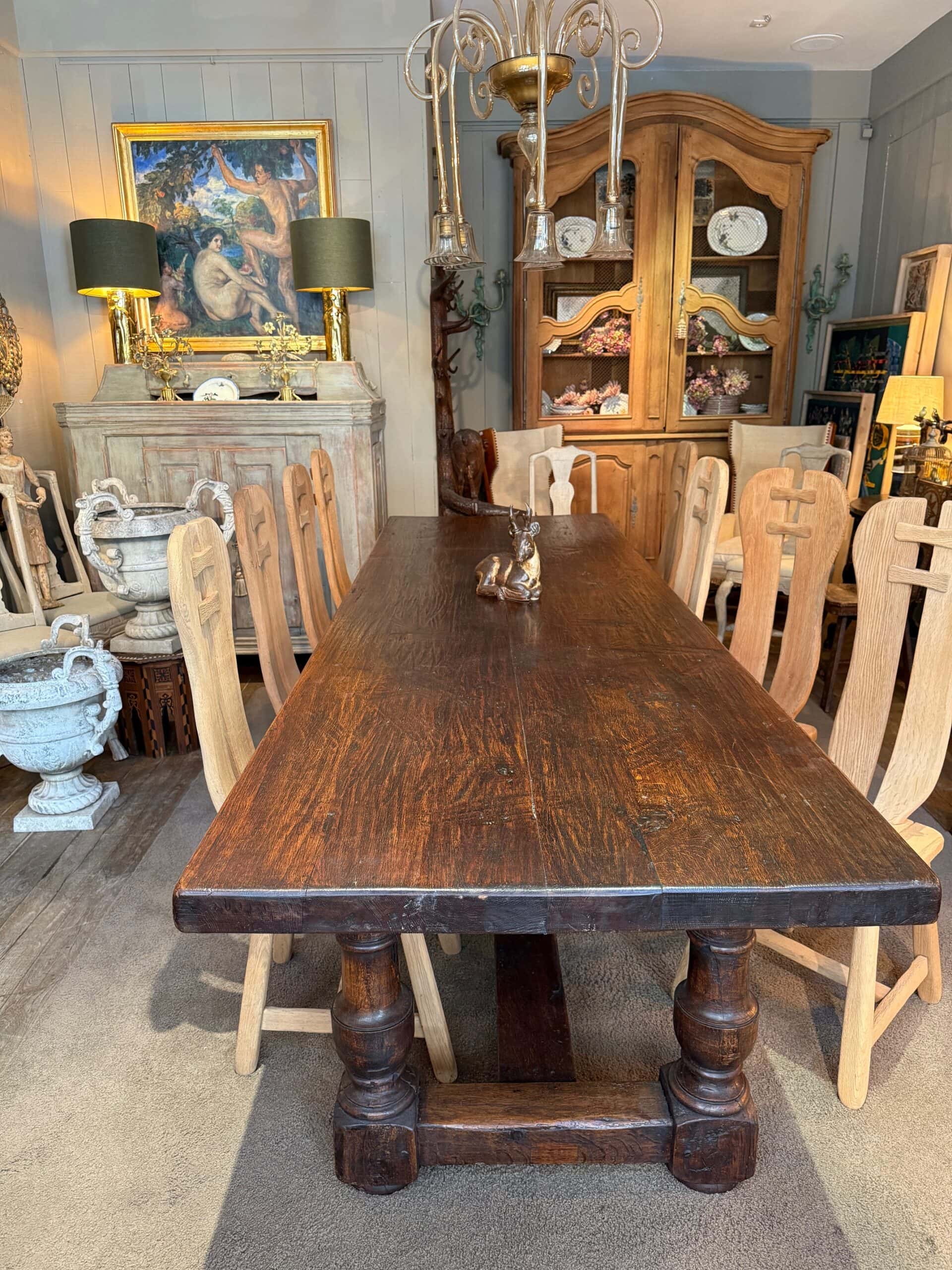 Grande table de communauté en chêne ciré - XIXe – Image 8