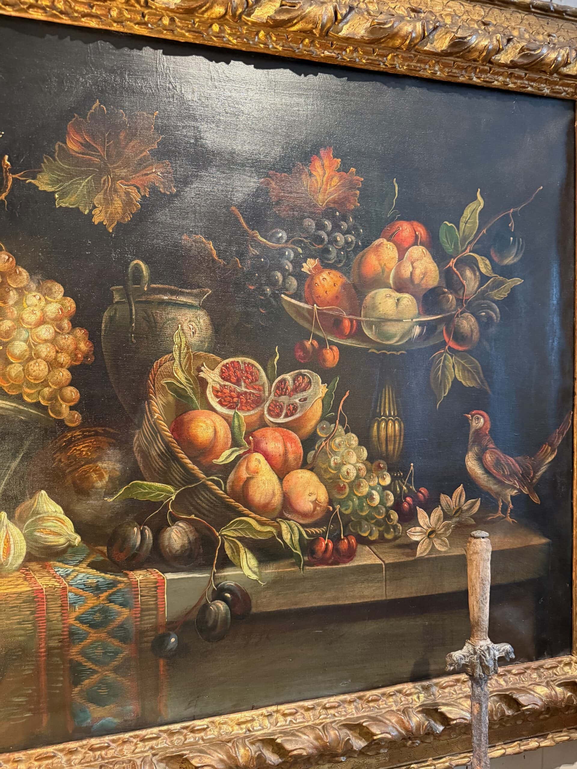 Paire de natures mortes cadre en bois doré sculpté - Italie ca.1800 – Image 9