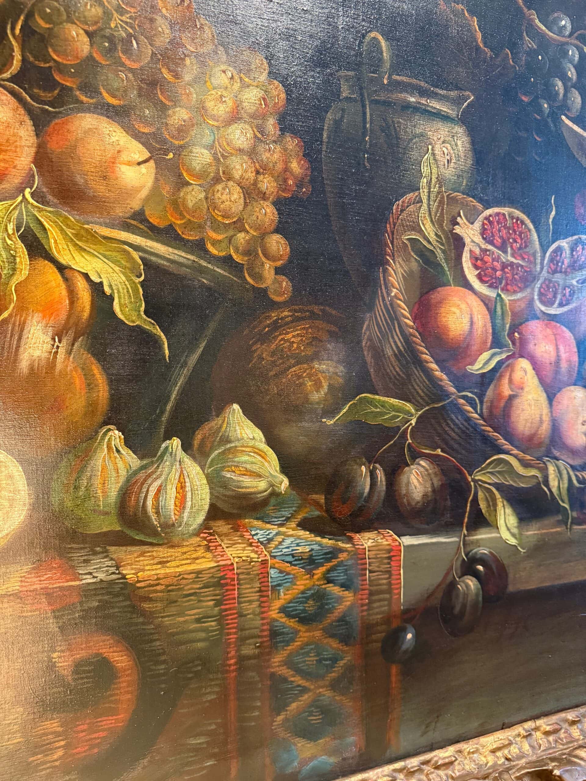 Paire de natures mortes cadre en bois doré sculpté - Italie ca.1800 – Image 7