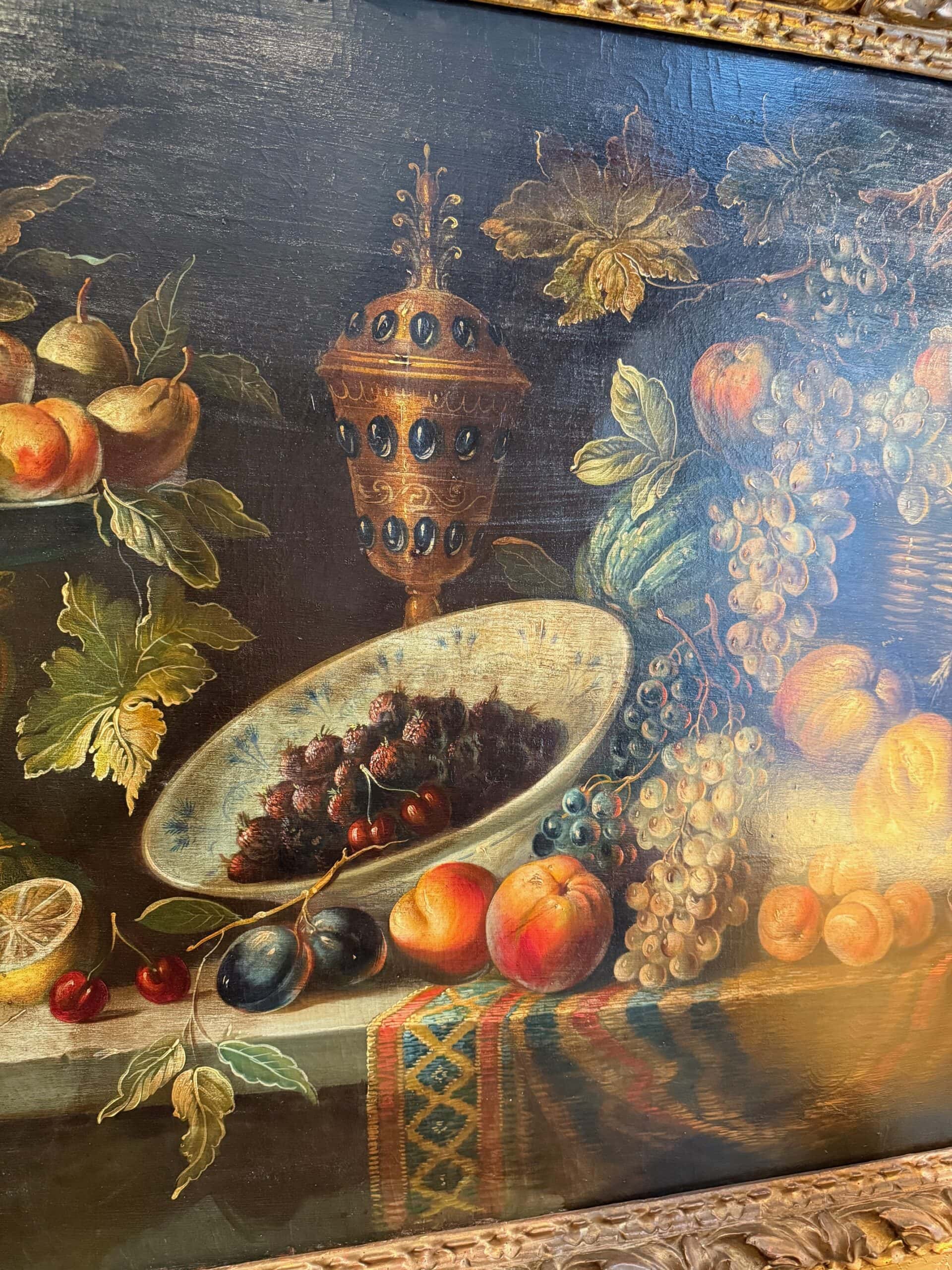 Paire de natures mortes cadre en bois doré sculpté - Italie ca.1800 – Image 3