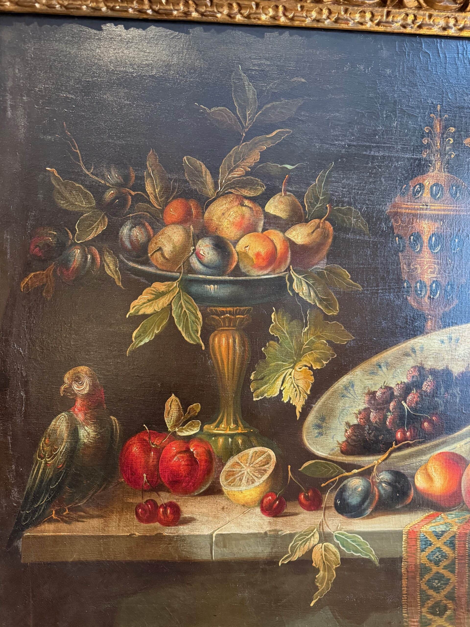 Paire de natures mortes cadre en bois doré sculpté - Italie ca.1800 – Image 2