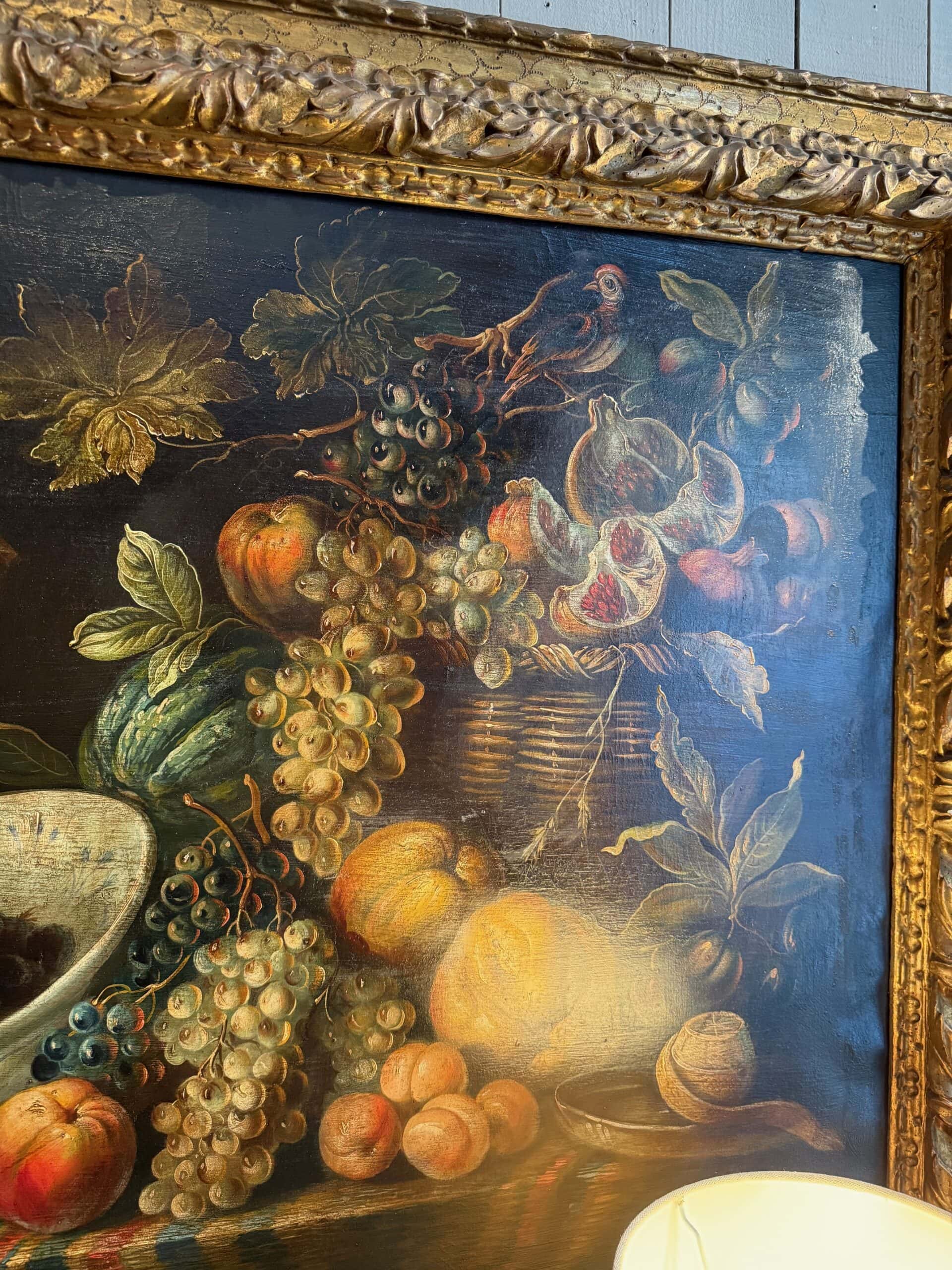 Paire de natures mortes cadre en bois doré sculpté - Italie ca.1800 – Image 6