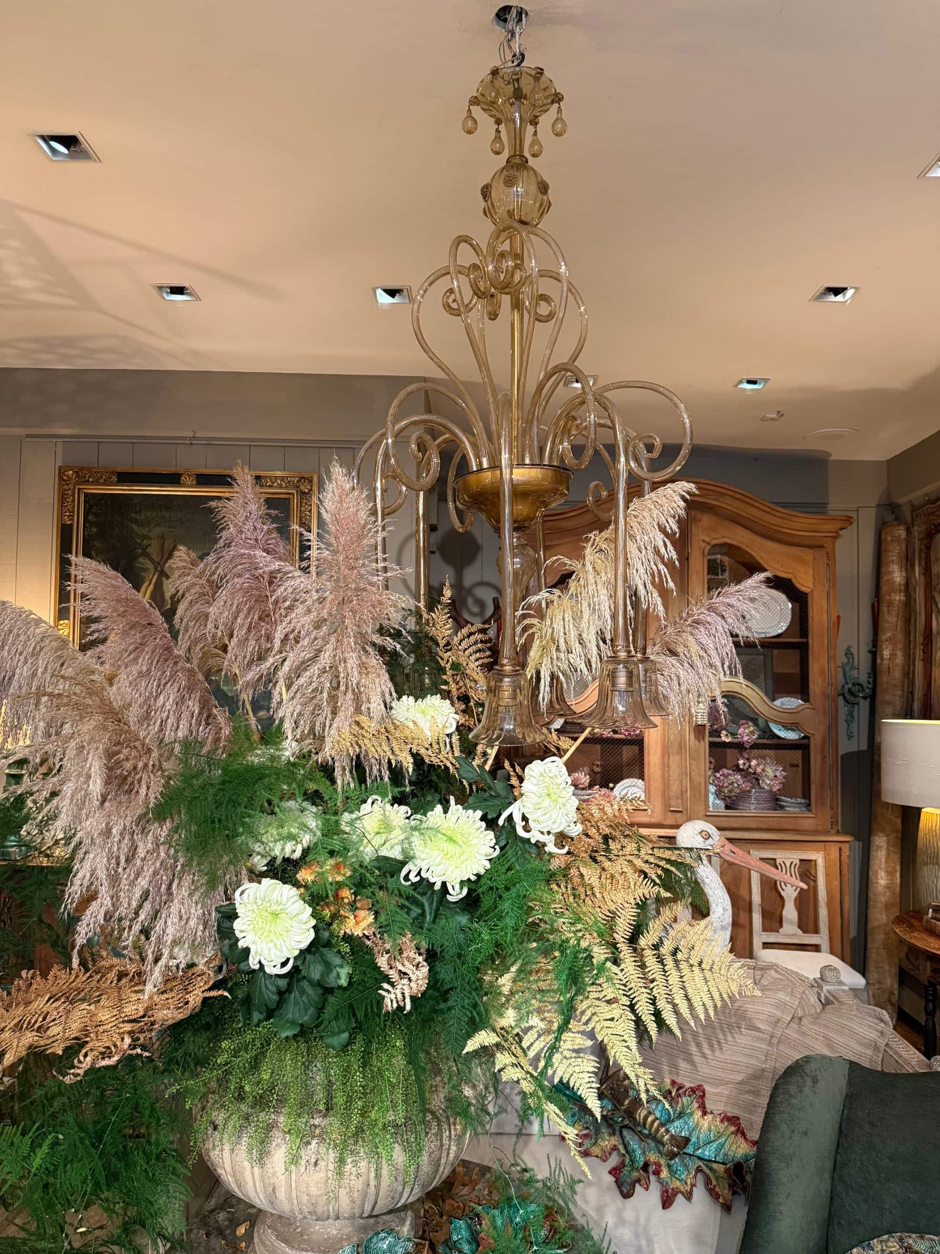 Grand lustre en verre de Murano “poudre d’or” par MVM Cappellin – Italie ca.1930