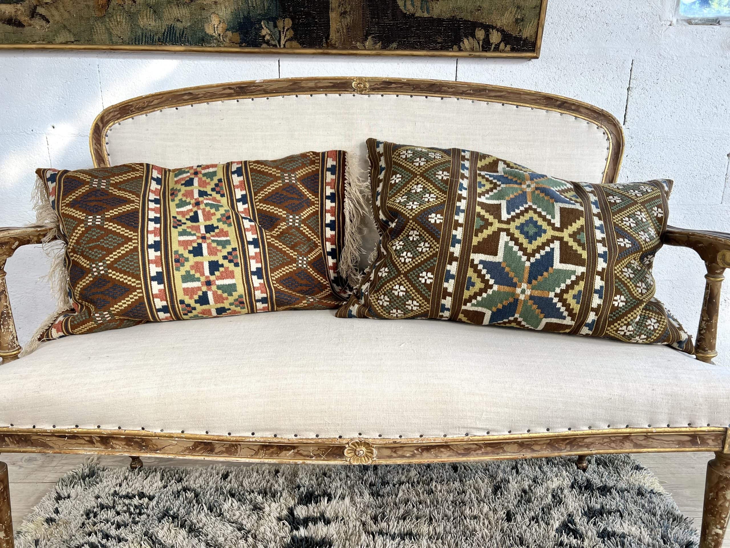Coussin Skåne vintage suédois en laine – tissage traditionnel