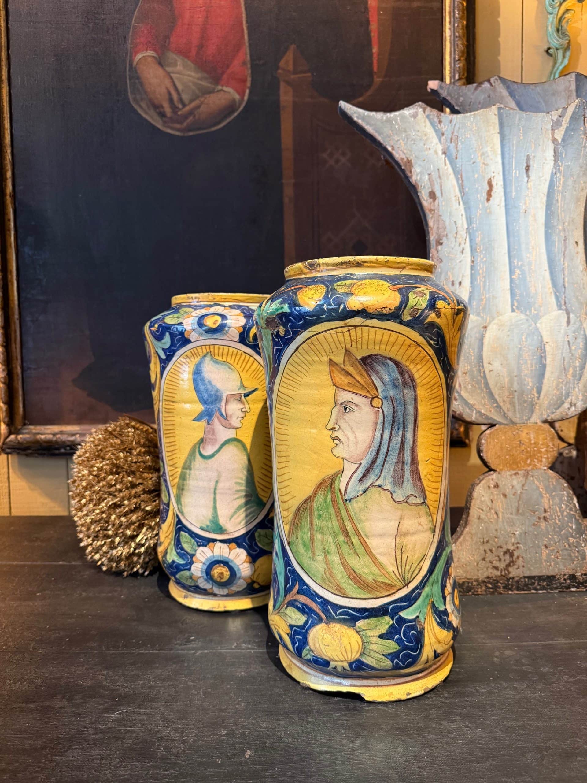 Une paire de grands Albarelli – Caltagirone XIXe