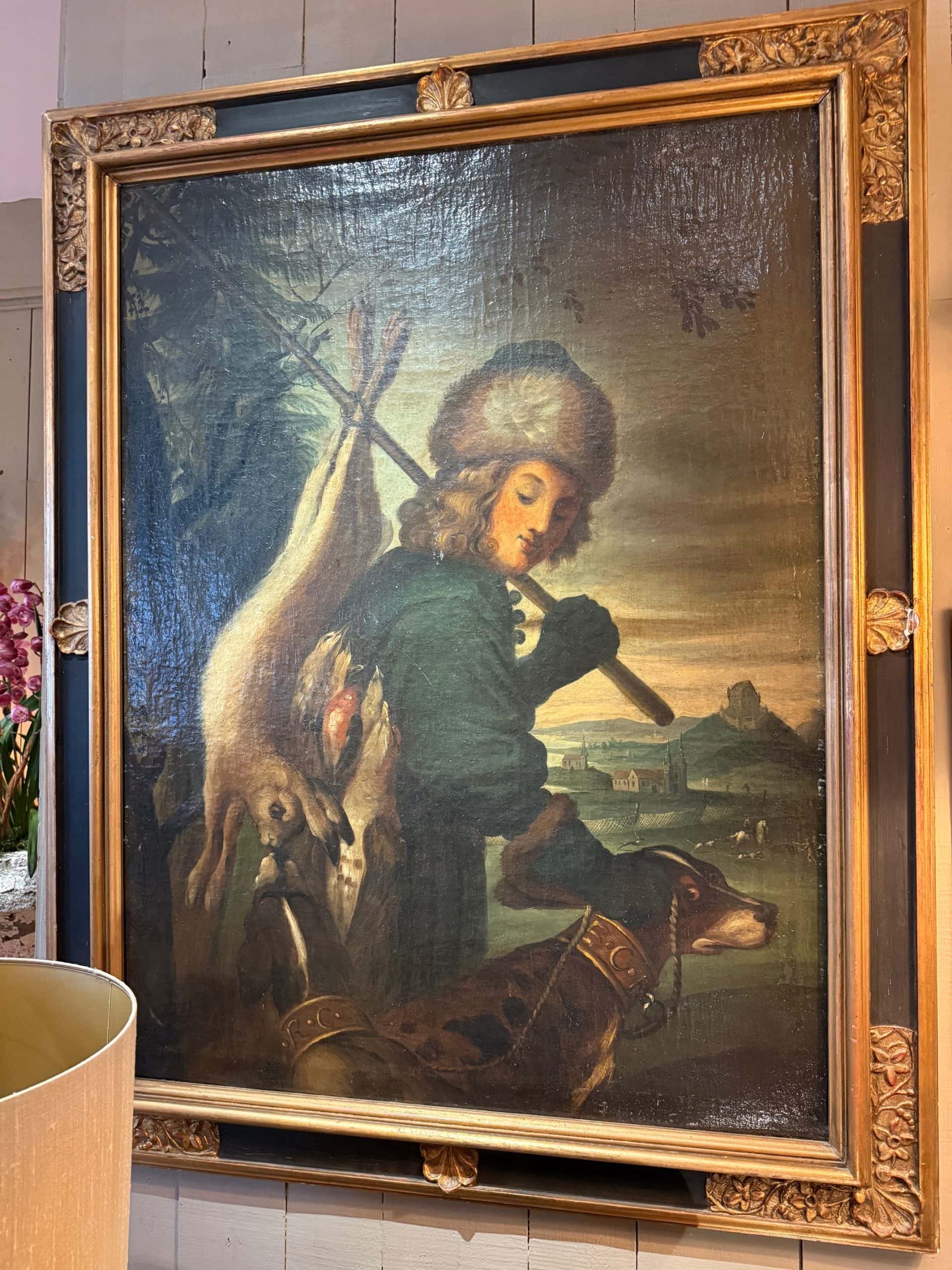 "Le retour de chasse" d'après Joachim von Sandrart - Huile sur toile fin XIXe – Image 2