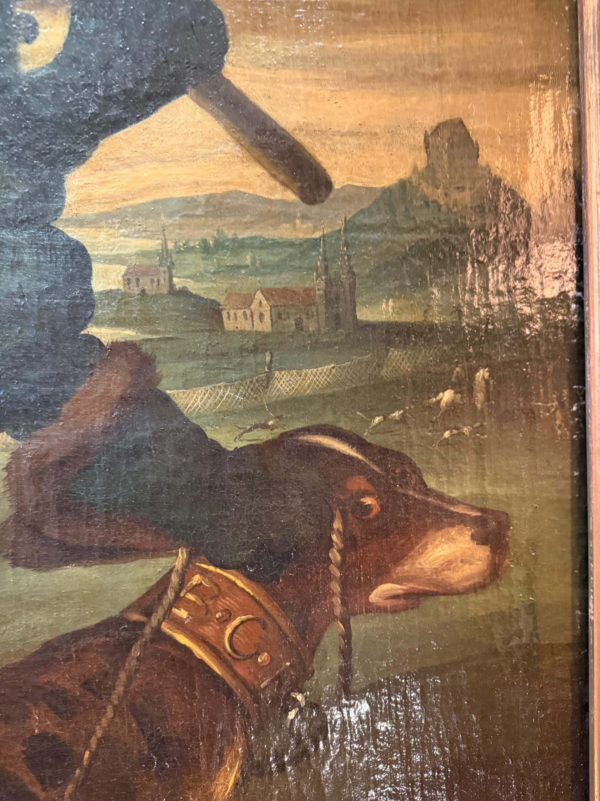 "Le retour de chasse" d'après Joachim von Sandrart - Huile sur toile fin XIXe – Image 3
