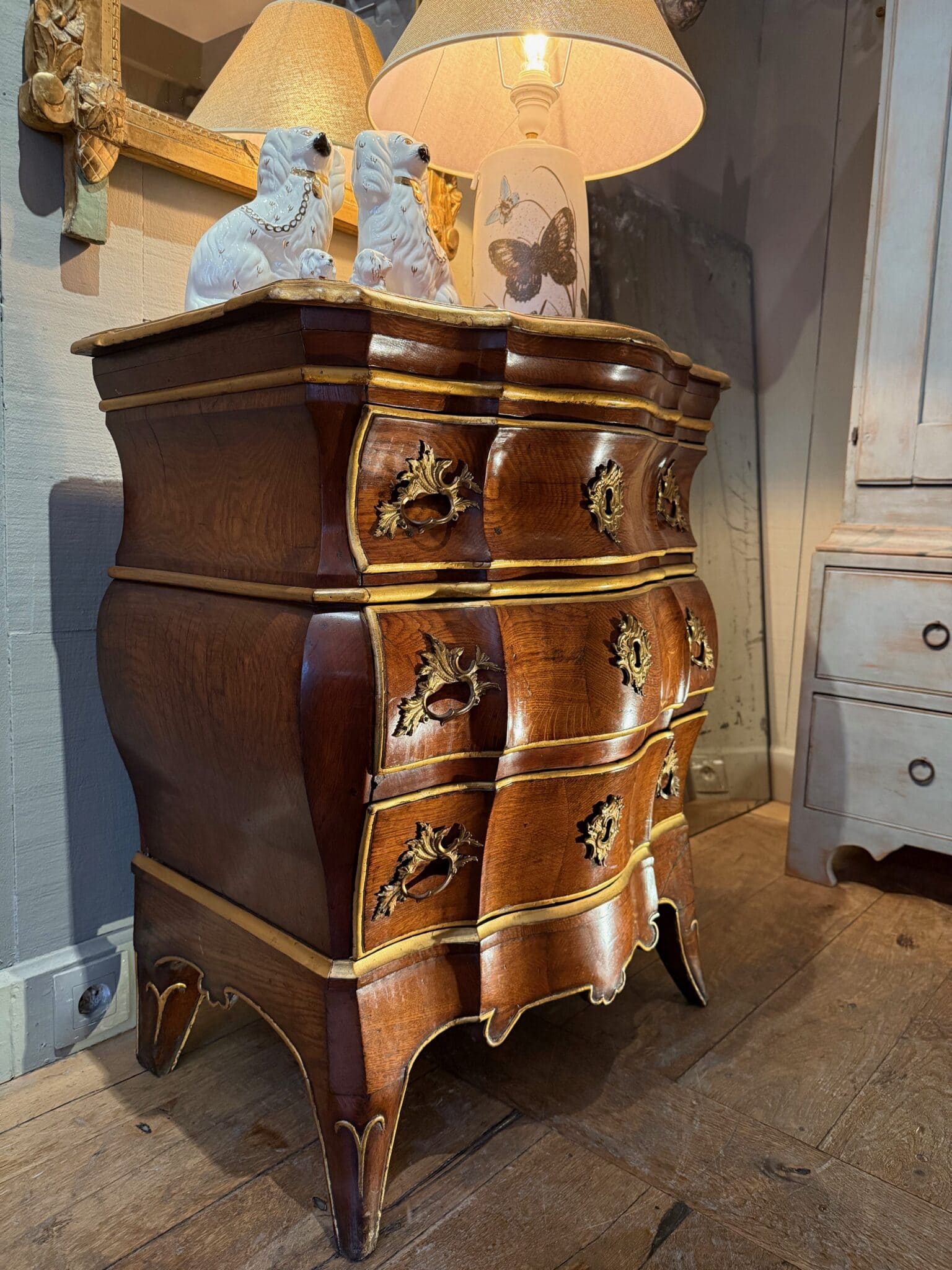 Commode Baroque/rococo – Palazzo Int – Argent – 3 Tiroirs – Table De Chevet