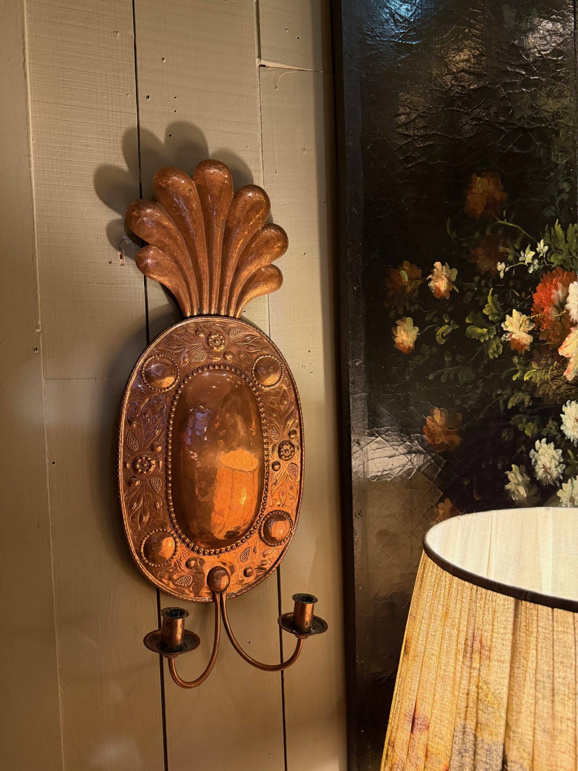 Paire d'appliques baroques - réflecteur en cuivre- Suède ca.1890 – Image 2