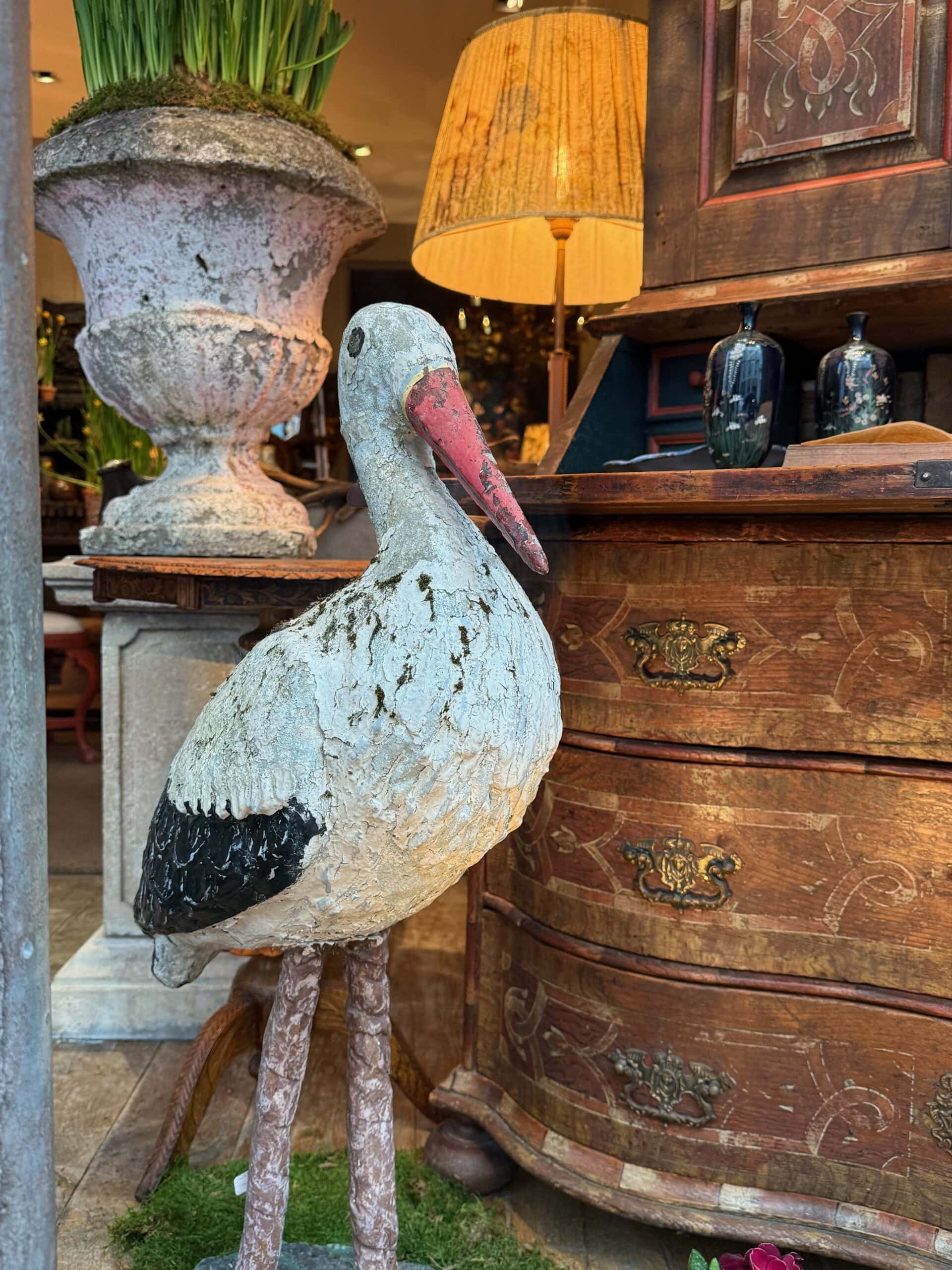 Cigogne en ciment peint - ca.1900 – Image 4