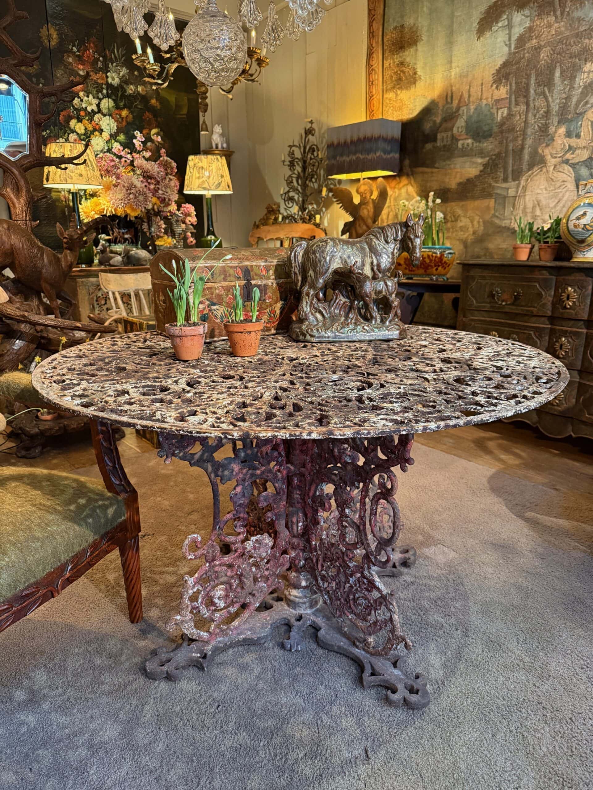 Grand guéridon de milieu en fonte de fer plateau ajouré - D'époque XIXe – Image 9