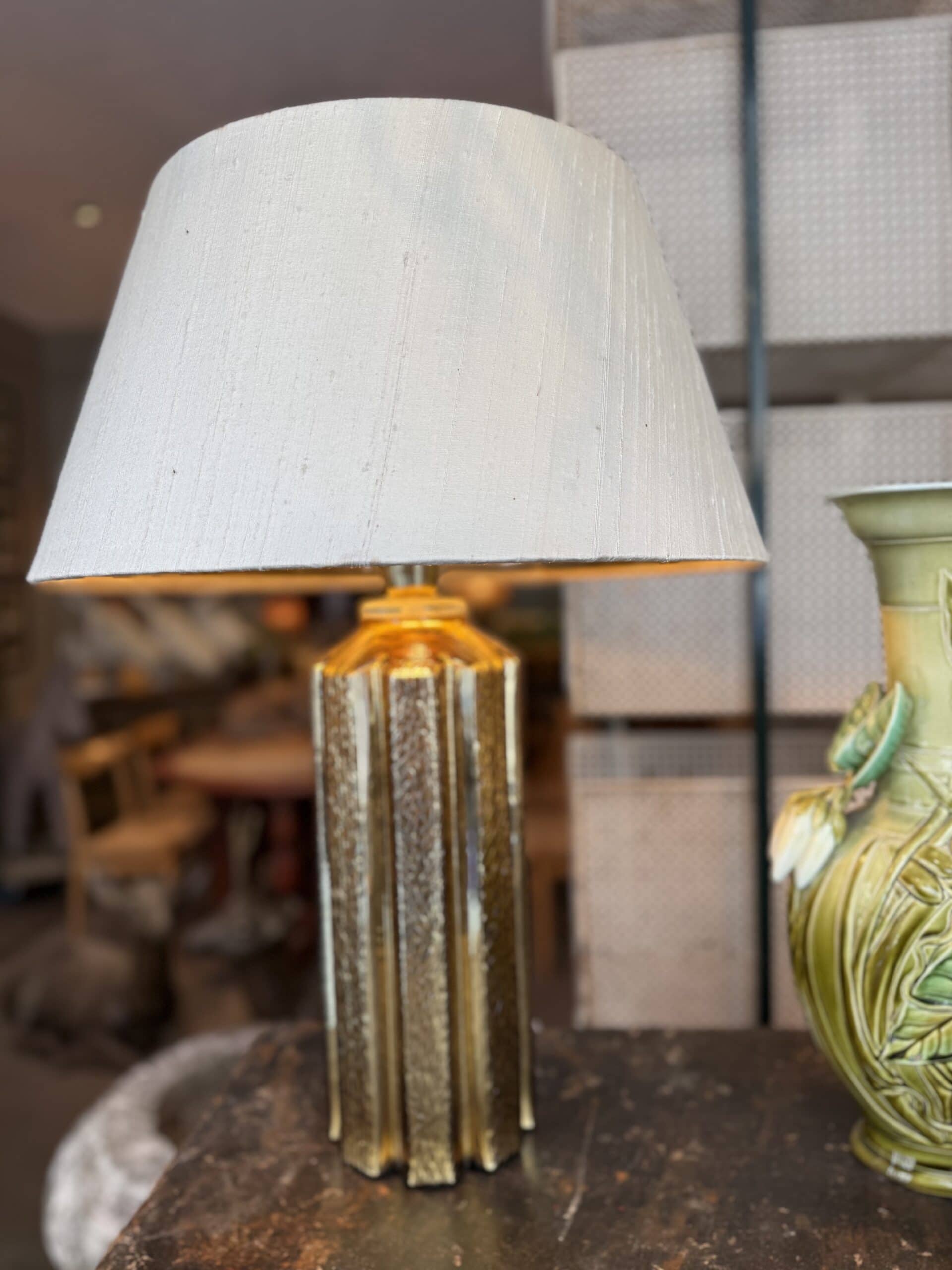 Paire de lampes en verre doré – Sweden ca.1960