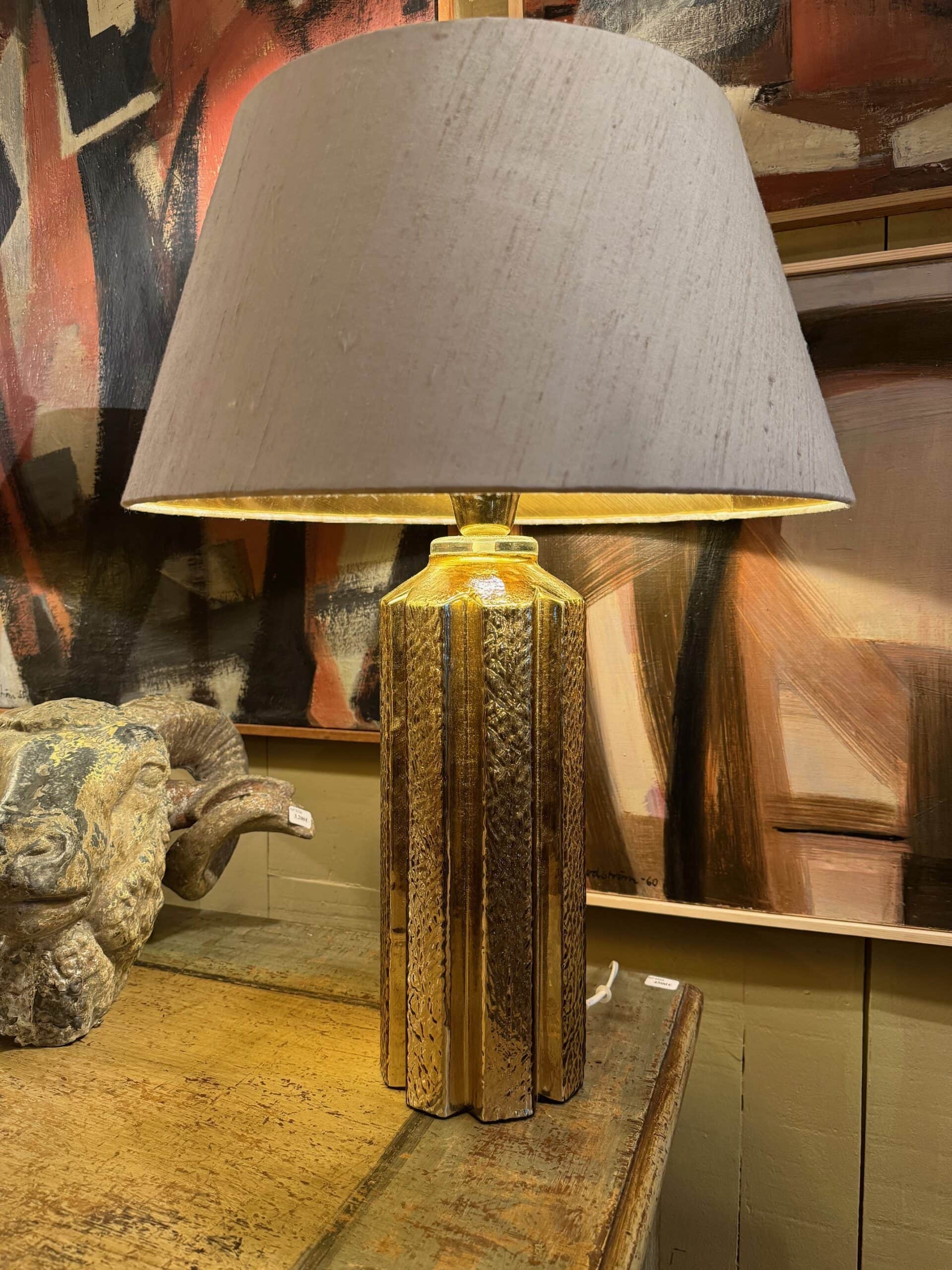 Paire de lampes en verre doré – Sweden ca.1960