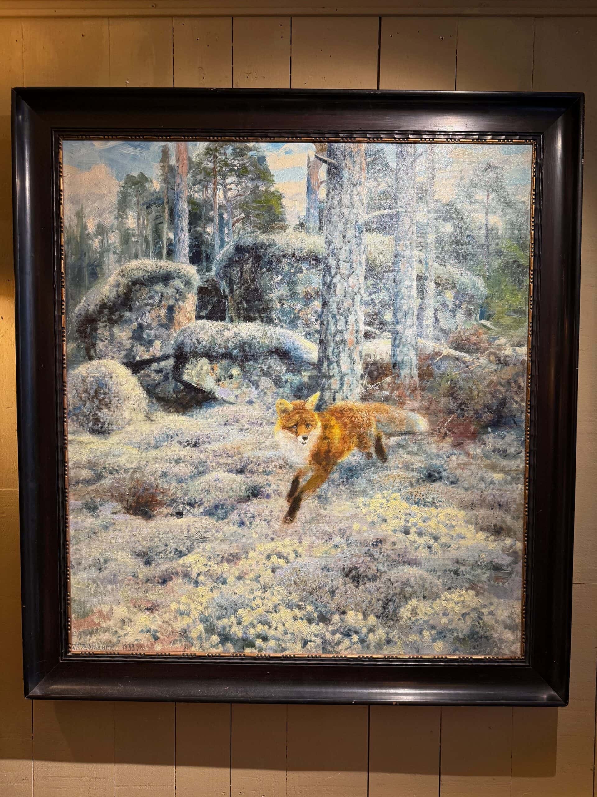 Huile sur toile "Renard dans la forêt" par THURE WALLNER ca.1933 – Image 2