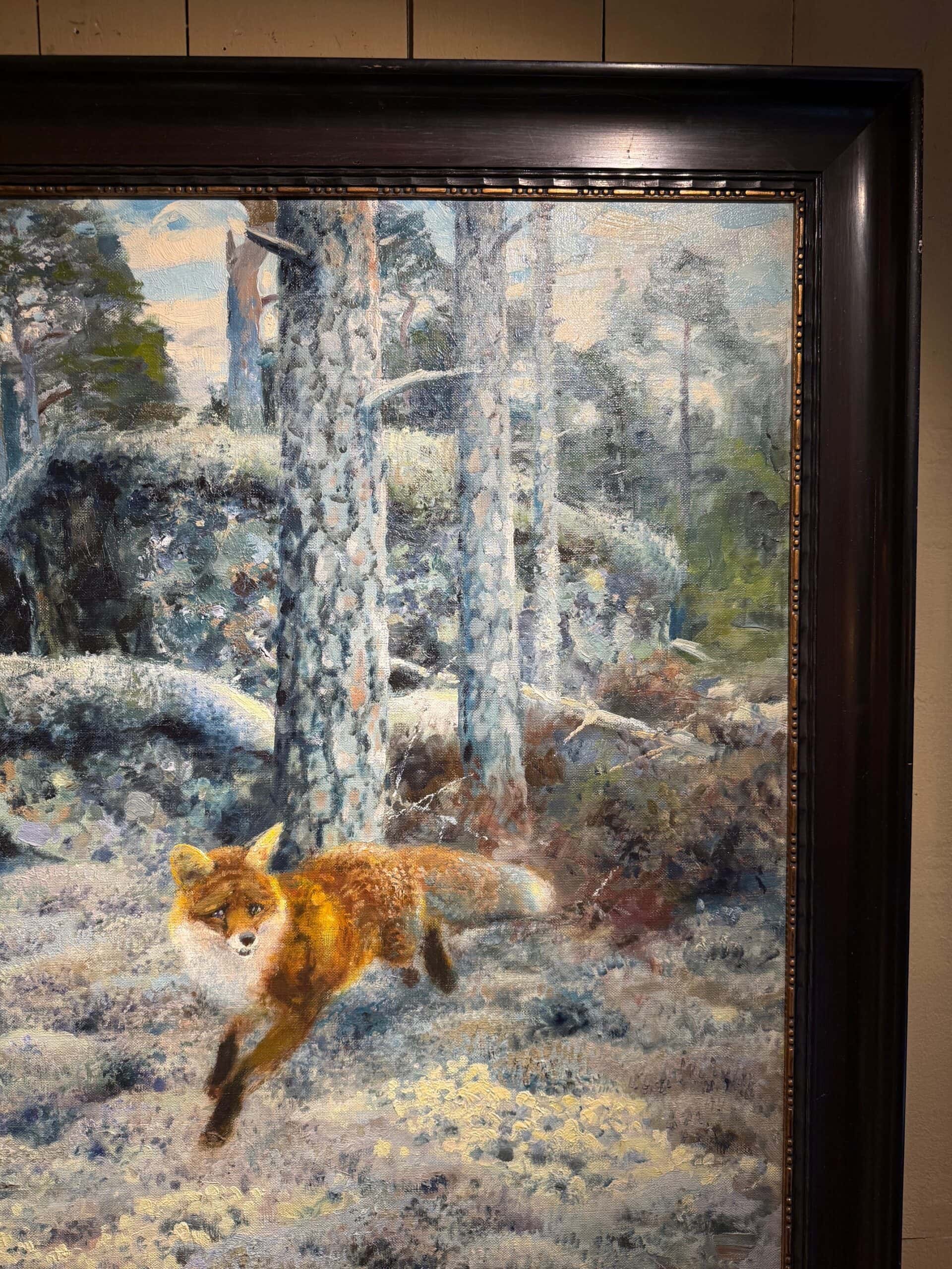 Huile sur toile "Renard dans la forêt" par THURE WALLNER ca.1933 – Image 4