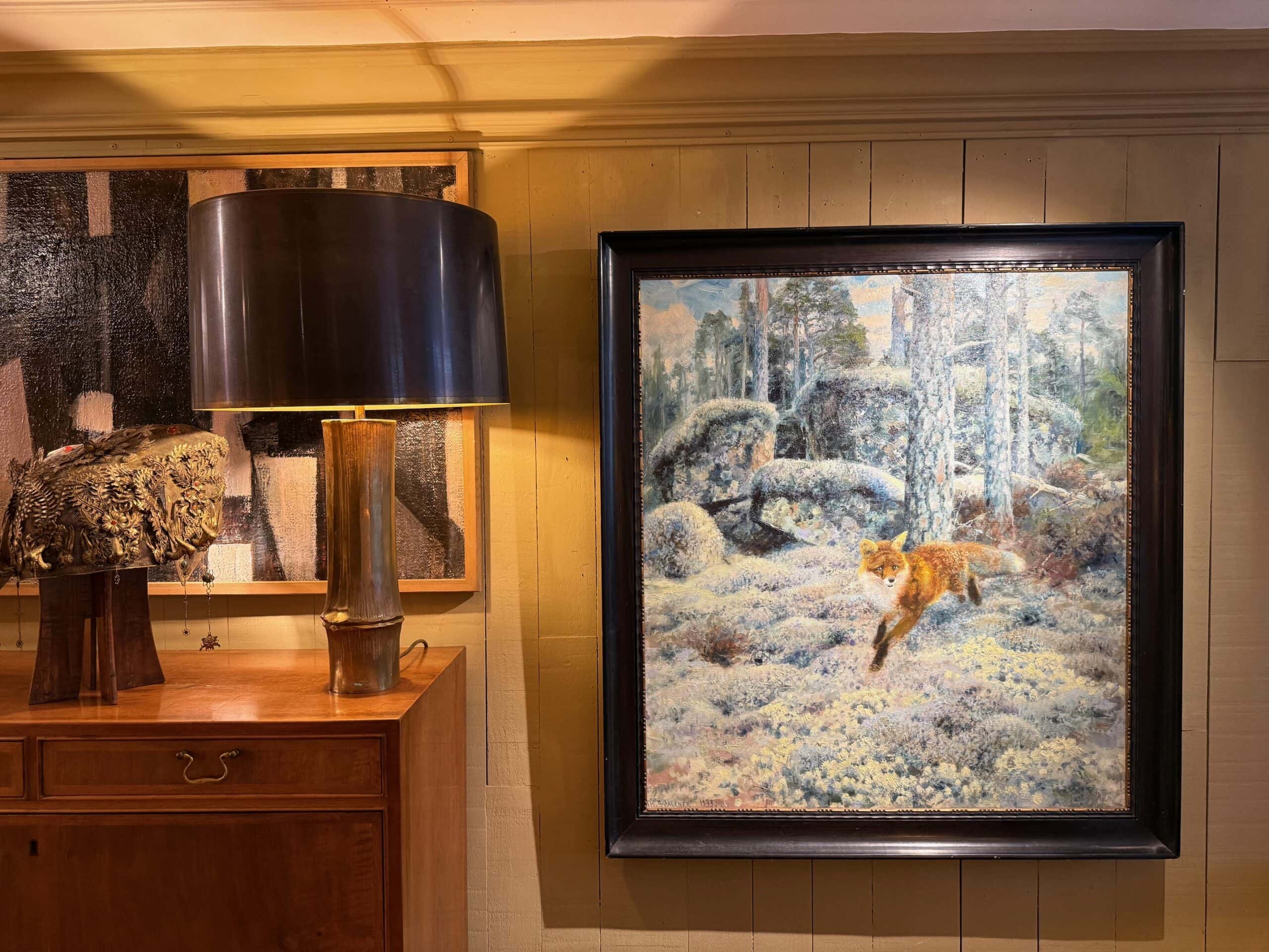 Huile sur toile "Renard dans la forêt" par THURE WALLNER ca.1933 – Image 6