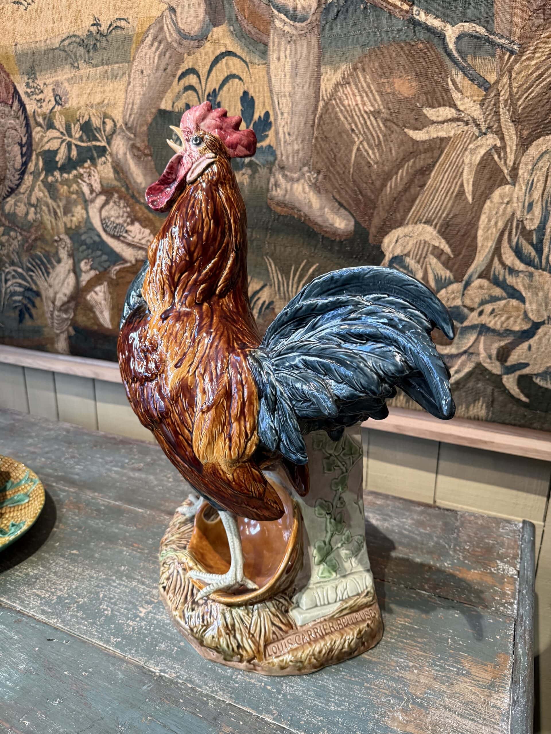 Grand coq Français en faïence de Choisy Le Roi signé par Louis Carrier Belleuse – Image 4