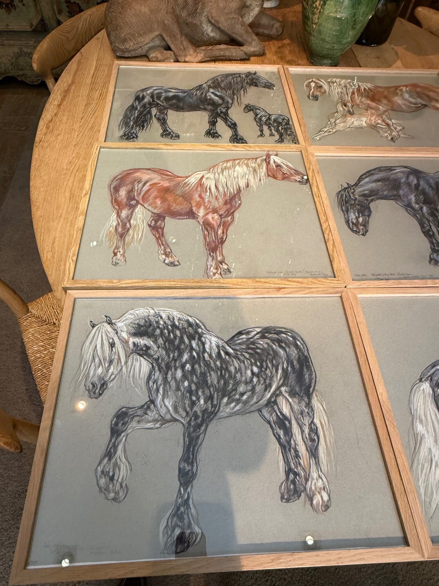 6 dessins au pastel d'études de Chevaux - XXe – Image 3