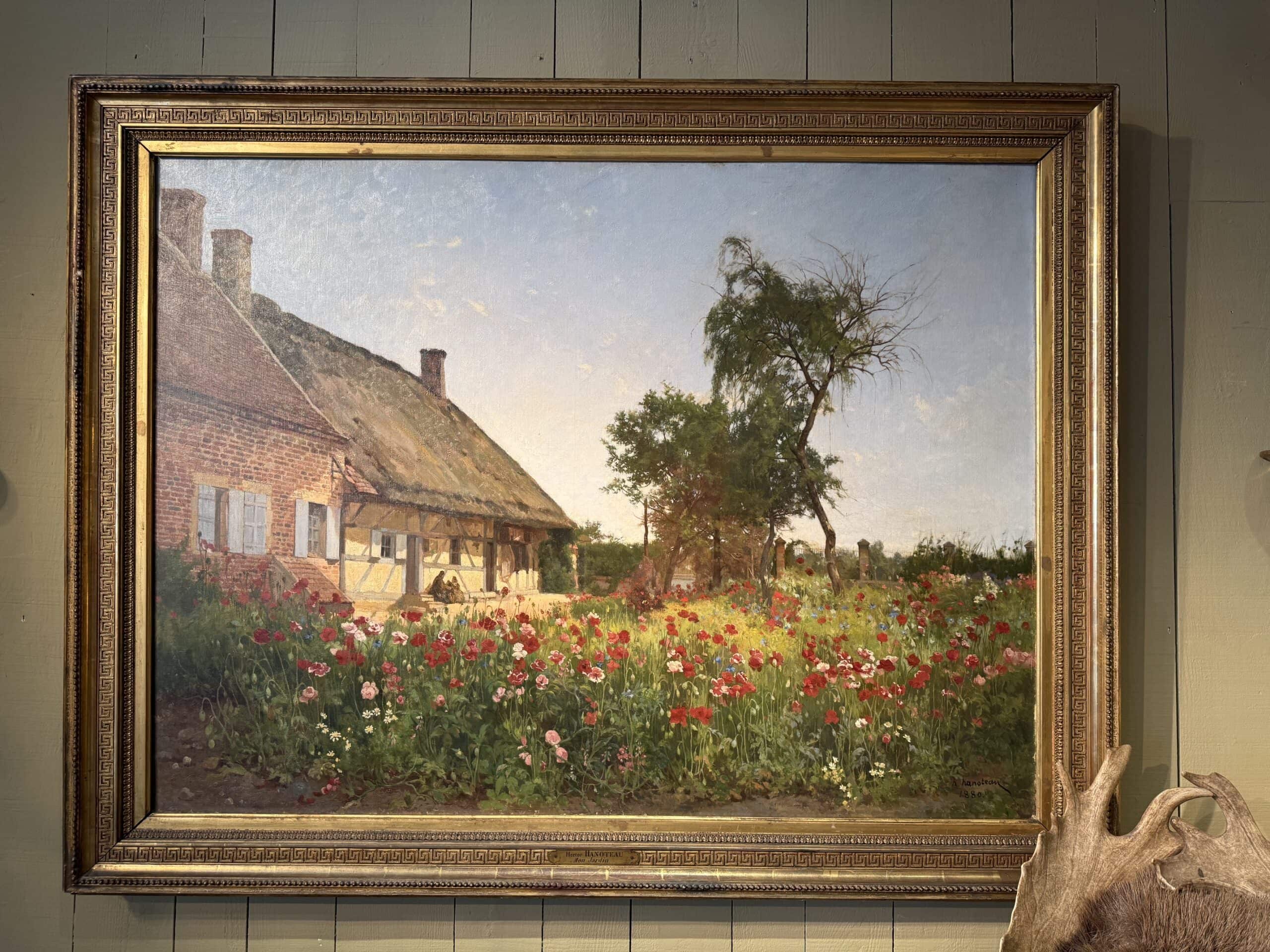 "Mon jardin" huile sur toile nature morte signée datée Hector Hanoteau en 1880 – Image 2