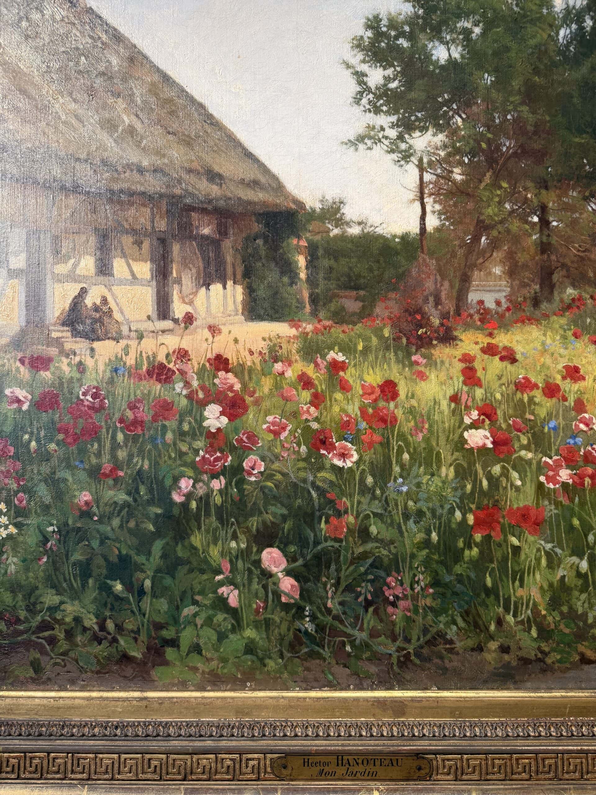 "Mon jardin" huile sur toile nature morte signée datée Hector Hanoteau en 1880 – Image 5
