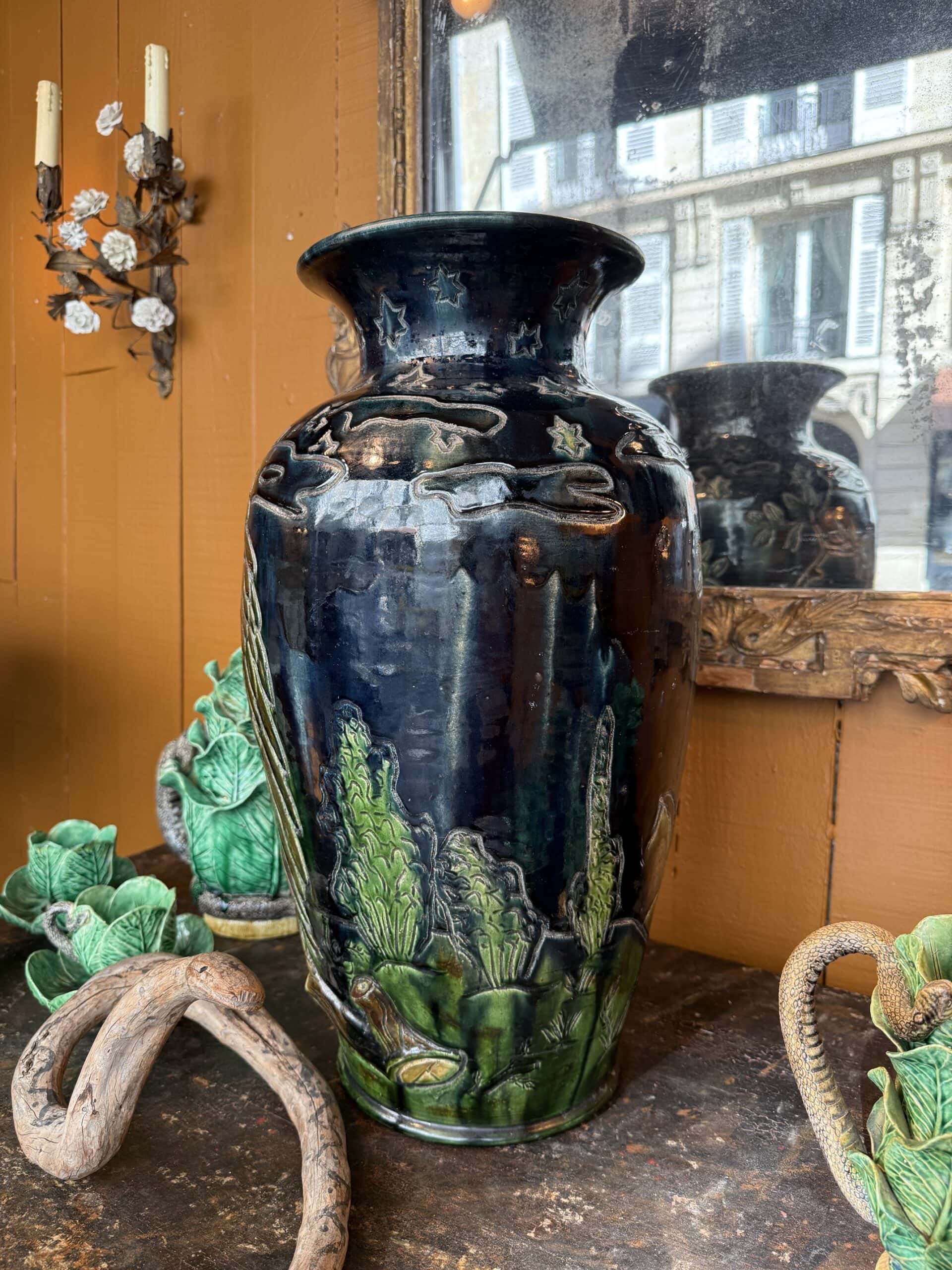 Rare vase "Hibou" en terre cuite période Art nouveau par Charles Maes à Gand - marque « pélican » – Image 3