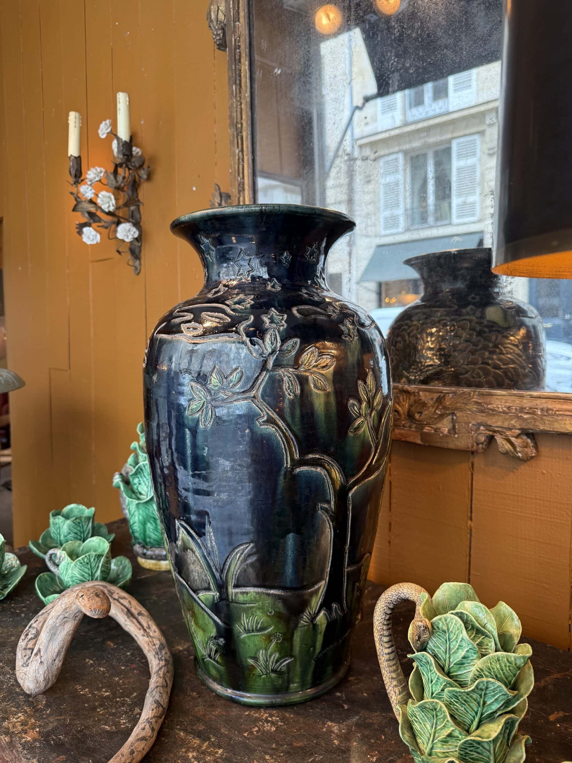 Rare vase "Hibou" en terre cuite période Art nouveau par Charles Maes à Gand - marque « pélican » – Image 4