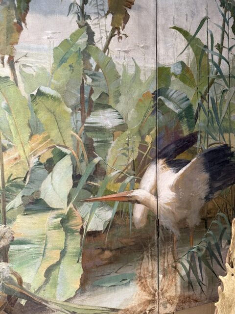 Paravent "Le lièvre & la tortue" huile sur toile d'après les Fables de la Fontaine, France signé & daté 1890. – Image 2