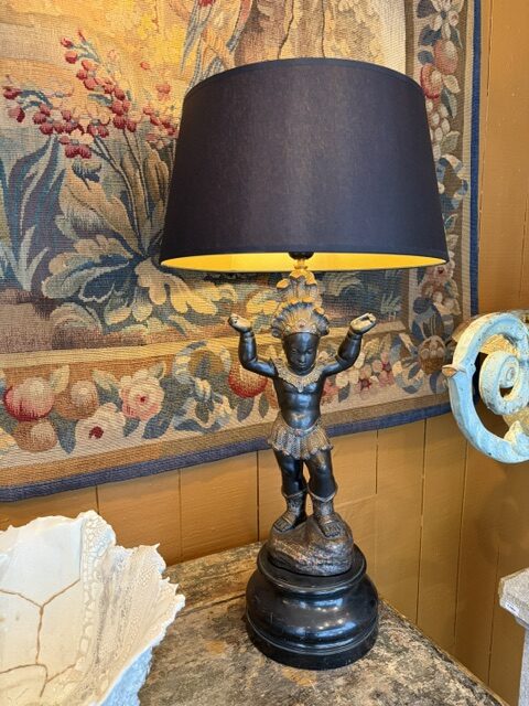 Paire de lampes “Incas” en bois sculpté polychrome – Italie ca.1960