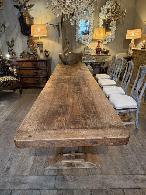 Grande table de réfectoire en chêne France XIXe – Image 5