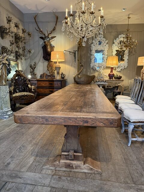 Grande table de réfectoire en chêne France XIXe – Image 3